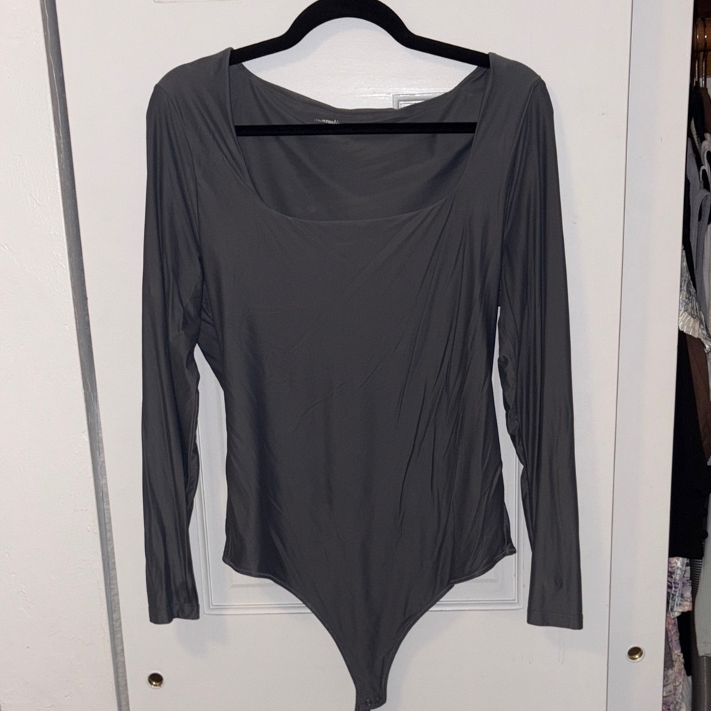 Abercrombie Gray Long Sleeve Bodysuit